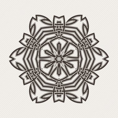 Süslü mandala. Gotik dantel dövme. Kelt örgüsü keskin köşeleri ile.