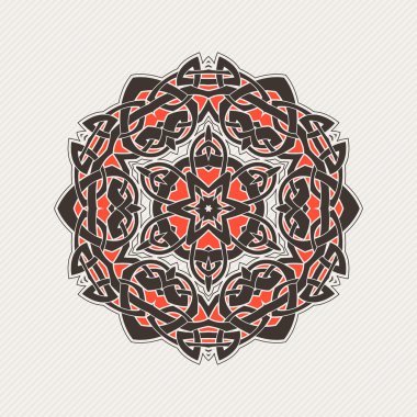 Süslü mandala. Gotik dantel dövme. Kelt örgüsü keskin köşeleri ile.