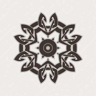 Süslü mandala. Gotik dantel dövme. Kelt örgüsü keskin köşeleri ile.