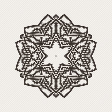Süslü mandala. Gotik dantel dövme. Kelt örgüsü keskin köşeleri ile.