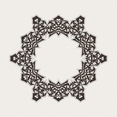 Süslü sınır. Gotik dantel dövme. Kelt örgüsü keskin köşeleri ile.