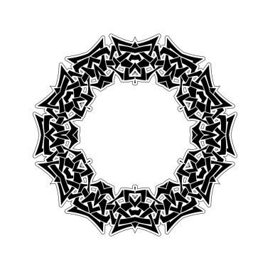 Süslü sınır. Gotik dantel dövme. Kelt örgüsü keskin köşeleri ile.