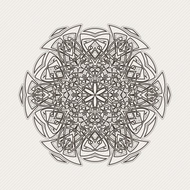Süslü mandala. Gotik dantel dövme. Kelt örgüsü keskin köşeleri ile.