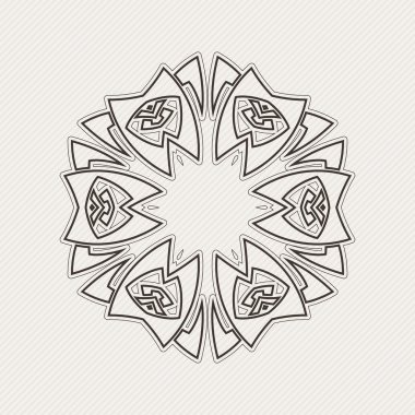Süslü mandala. Gotik dantel dövme. Kelt örgüsü keskin köşeleri ile.