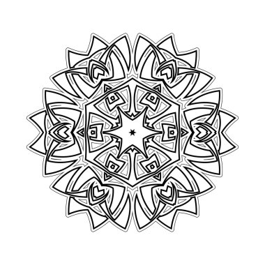 Süslü mandala. Gotik dantel dövme. Kelt örgüsü keskin köşeleri ile.