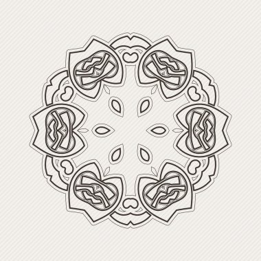 Süslü mandala. Gotik dantel dövme. Kelt örgüsü keskin köşeleri ile.