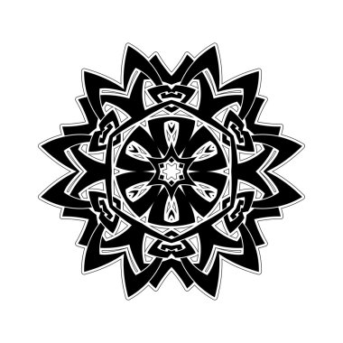 Süslü mandala. Gotik dantel dövme. Kelt örgüsü keskin köşeleri ile.