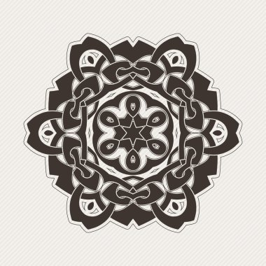 Süslü mandala. Gotik dantel dövme. Kelt örgüsü keskin köşeleri ile.