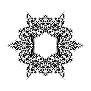 Süslü mandala. Gotik dantel dövme. Kelt örgüsü keskin köşeleri ile.