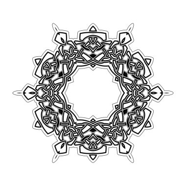 Süslü sınır. Gotik dantel dövme. Kelt örgüsü keskin köşeleri ile.