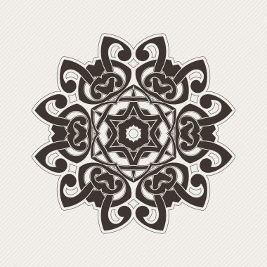 Süslü mandala. Gotik dantel dövme. Kelt örgüsü keskin köşeleri ile.