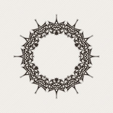 Süslü sınır. Gotik dantel dövme. Kelt örgüsü keskin köşeleri ile.