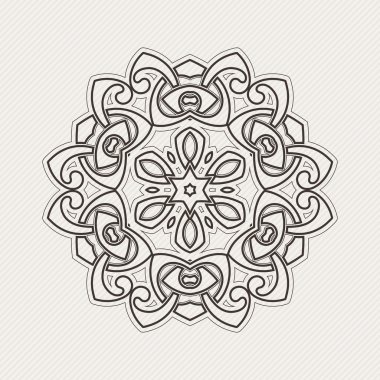 Süslü mandala. Gotik dantel dövme. Kelt örgüsü keskin köşeleri ile.