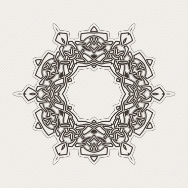 Süslü sınır. Gotik dantel dövme. Kelt örgüsü keskin köşeleri ile.