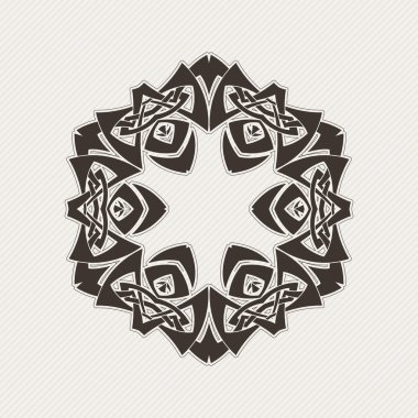 Süslü mandala. Gotik dantel dövme. Kelt örgüsü keskin köşeleri ile.