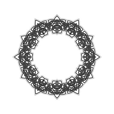 Süslü sınır. Gotik dantel dövme. Kelt örgüsü keskin köşeleri ile.