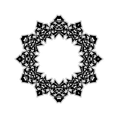 Süslü sınır. Gotik dantel dövme. Kelt örgüsü keskin köşeleri ile.