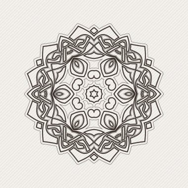 Süslü mandala. Gotik dantel dövme. Kelt örgüsü keskin köşeleri ile.