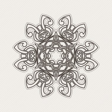 Süslü mandala. Gotik dantel dövme. Kelt örgüsü keskin köşeleri ile.