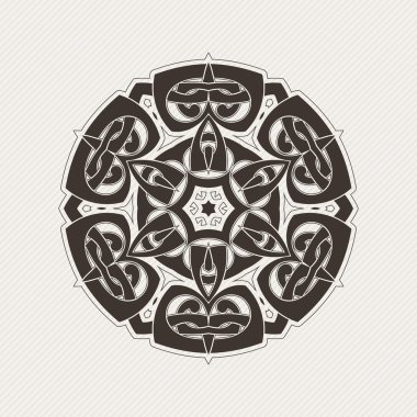 Süslü mandala. Gotik dantel dövme. Kelt örgüsü keskin köşeleri ile.