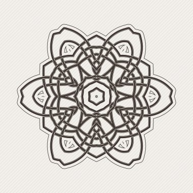 Süslü mandala. Gotik dantel dövme. Kelt örgüsü keskin köşeleri ile.