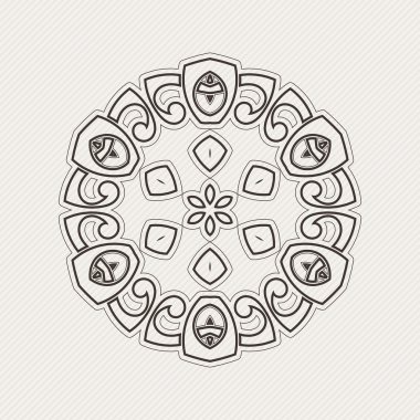 Süslü mandala. Gotik dantel dövme. Kelt örgüsü keskin köşeleri ile.