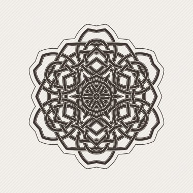 Süslü mandala. Gotik dantel dövme. Kelt örgüsü keskin köşeleri ile.