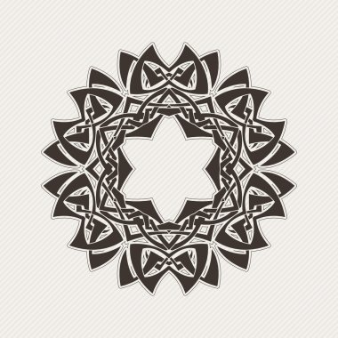 Süslü mandala. Gotik dantel dövme. Kelt örgüsü keskin köşeleri ile.