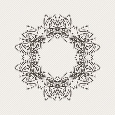 Süslü sınır. Gotik dantel dövme. Kelt örgüsü keskin köşeleri ile.