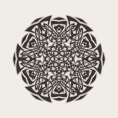 Süslü mandala. Gotik dantel dövme. Kelt örgüsü keskin köşeleri ile.