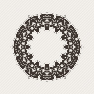 Süslü sınır. Gotik dantel dövme. Kelt örgüsü keskin köşeleri ile.