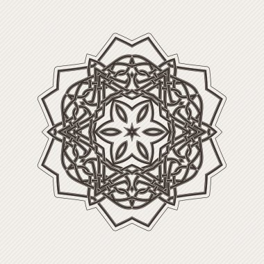 Süslü mandala. Gotik dantel dövme. Kelt örgüsü keskin köşeleri ile.
