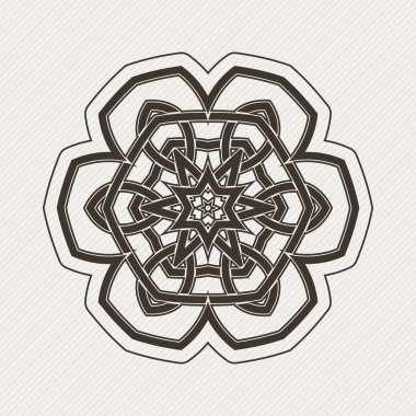 Süslü mandala. Gotik dantel dövme. Kelt örgüsü keskin köşeleri ile.