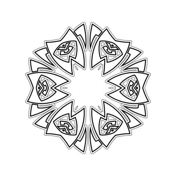 Süslü mandala. Gotik dantel dövme. Kelt örgüsü keskin köşeleri ile.