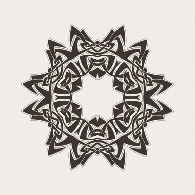 Süslü mandala. Gotik dantel dövme. Kelt örgüsü keskin köşeleri ile.