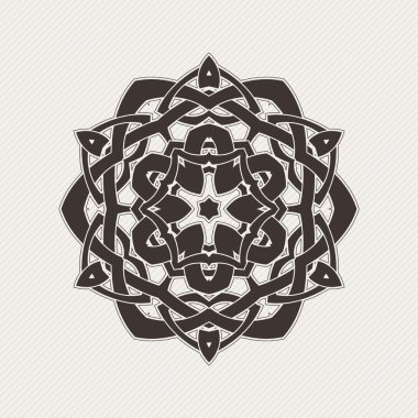 Süslü mandala. Gotik dantel dövme. Kelt örgüsü keskin köşeleri ile.