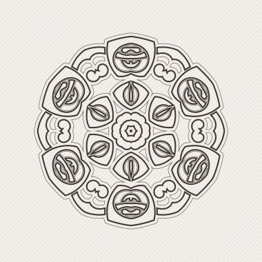 Süslü mandala. Gotik dantel dövme. Kelt örgüsü keskin köşeleri ile.