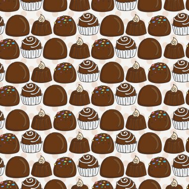 Dikişsiz desen vektör şeker ve lolipop. Tatlı parti doku.