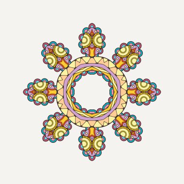Vektör mandala. Mehndi dantel dövme. Keskin köşeleri ile oryantal örgü.