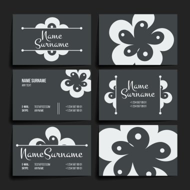 Vektör tasarım şablonları kümesi. Çiçek simgesiyle kartvizit. Mandala stili.