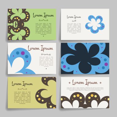 Vektör tasarım şablonları kümesi. Çiçek simgesiyle kartvizit. Mandala stili.