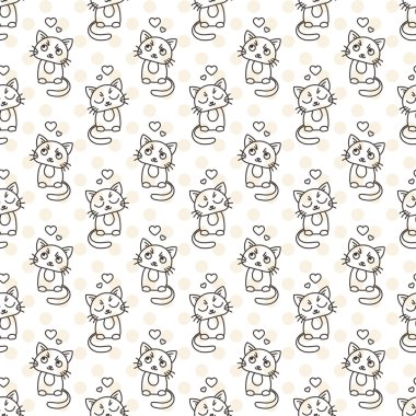 Seamless modeli şirin kedi karakter. Evde beslenen hayvan aşık.