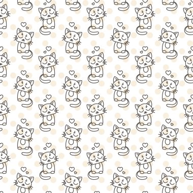 Seamless modeli şirin kedi karakter. Evde beslenen hayvan aşık.