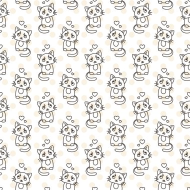 Seamless modeli şirin kedi karakter. Evde beslenen hayvan aşık.