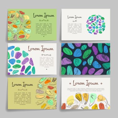 Vektör tasarım şablonları kümesi. Kartvizit ayakkabı süsleme ile.