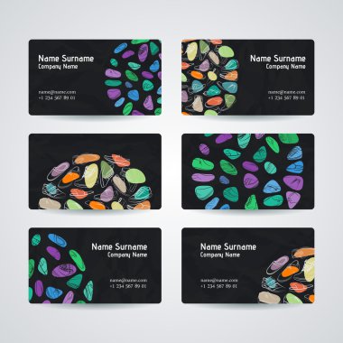 Vektör tasarım şablonları kümesi. Kartvizit ayakkabı süsleme ile.