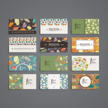 Vektör tasarım şablonları kümesi. Kartvizit ayakkabı süsleme ile.