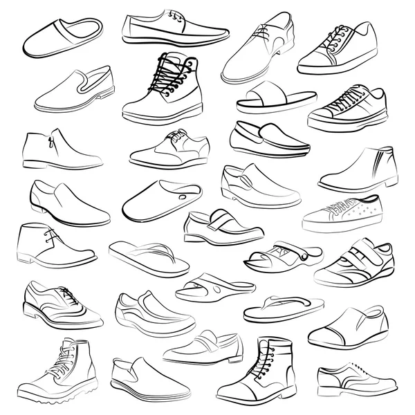 向量组的男鞋绘线以简约的风格 — 图库矢量图片