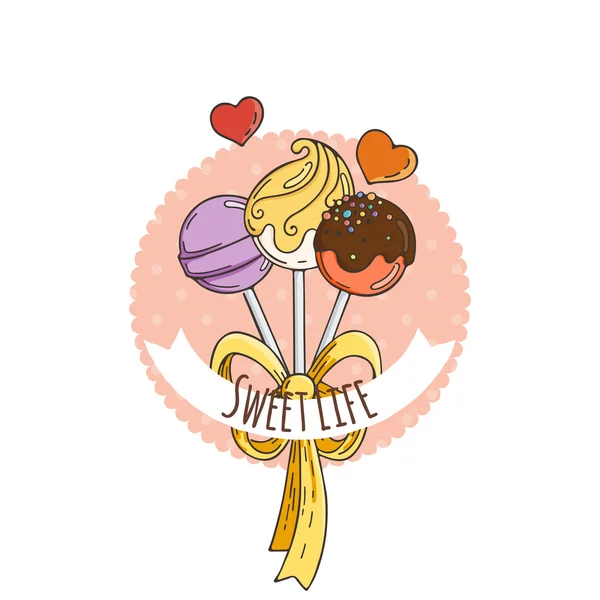 Vector Candy e Lollipop fundo. Ilustração de festa doce . —  Vetores de Stock