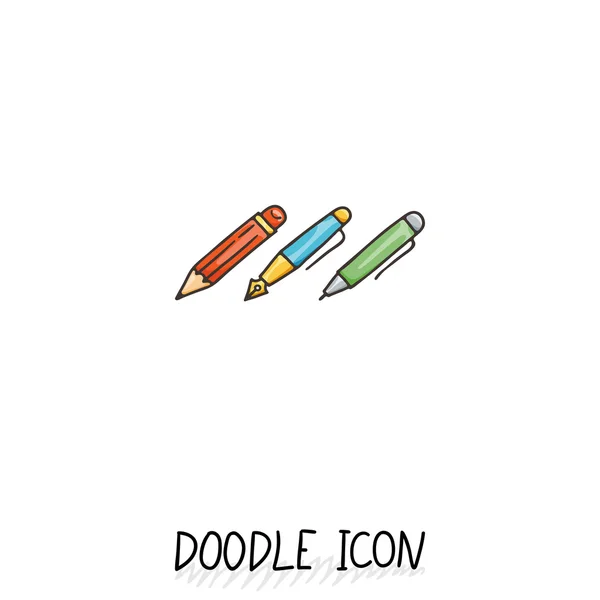 Set de Utensilios de Escritura Doodle. Iconos de oficina de escritura . — Vector de stock